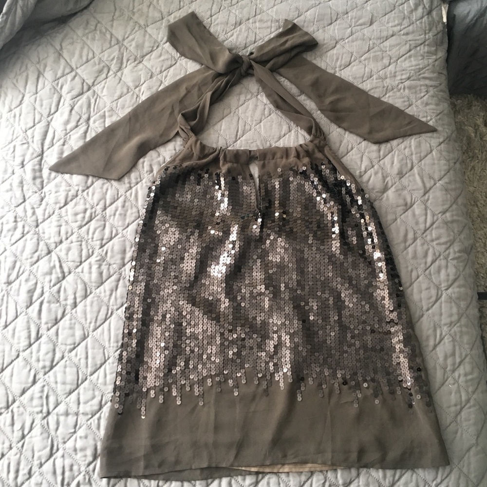 EUC brown sequin halter top